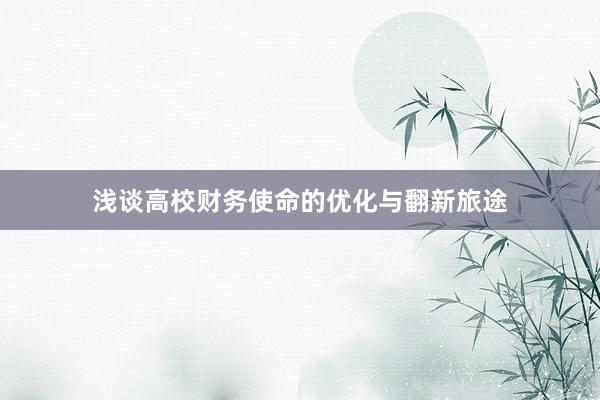 浅谈高校财务使命的优化与翻新旅途